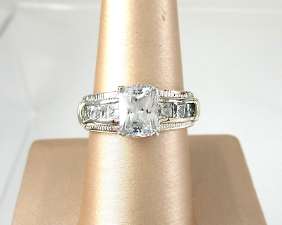 #ad Solid .925 Sterling Silver CZ Engagement Ring Radiant amp; Princess Cut s8 Milgrain $31.96