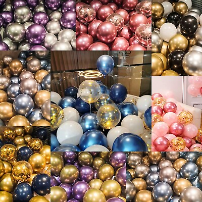 #ad 40 Chrome Balloons Metallic Latex Pearl 12quot; Helium air Wedding Birthday Party GBP 3.99