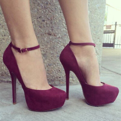 Women Pumps Round Toe Platform High Heels Wine Red Shoes Dress Party Size 5 13 $77.12
