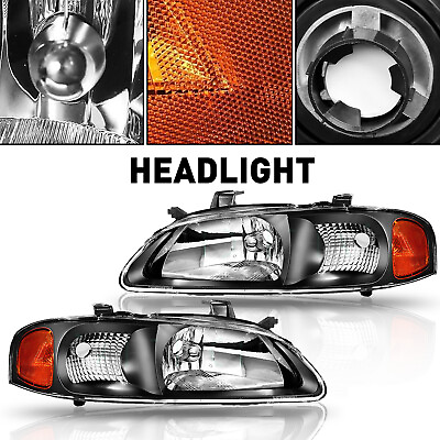 #ad Replacement Headlights For Nissan Sentra 2000 2003 Black Housing Headlamp EAW $61.74