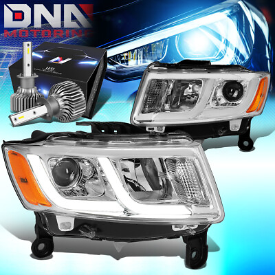 #ad FOR 2014 2016 GRAND CHEROKEE DRL PROJECTOR HEADLIGHT W LED KIT SLIM STYLE CHROME $268.14