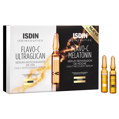 #ad ISDIN Flavo C Ultraglican Daily Antioxidant Serum And Night Recovery Serum 20x2 $64.99