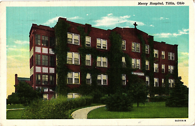 #ad 1940 Mercy Hospital at Tiffin Ohio Postcard $4.95
