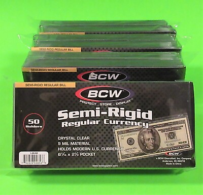 #ad #ad 200 SEMI RIGID REGULAR BILL CURRENCY HOLDERS HOLDS U.S. amp; OTHER CURRENCY SR RB $44.99