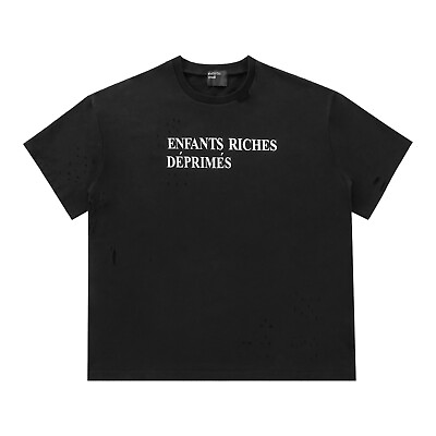 #ad Enfants Riches Deprimes Logo Print Holes Mens Womens Black Cotton T Shirt $99.77