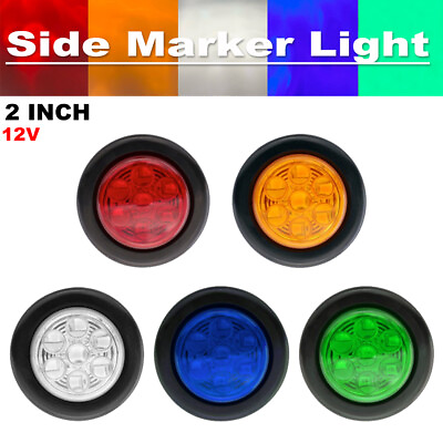 #ad 4x 2quot; Inch 7 LED Light Lamp Truck Trailer Round Clearance Side Marker Lights 12V $8.96