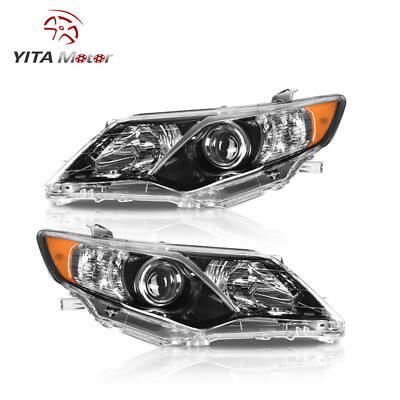#ad Headlights For 2012 2014 Toyota Camry Projector Amber Reflector Coner Assembly $89.90