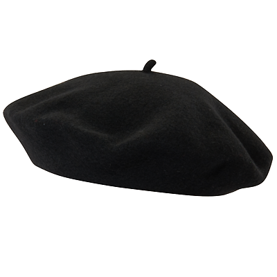 Pack Of 10 Men#x27;s Woman#x27;s Black Solid Color Beret 100% Wool French Cap Hat $111.99
