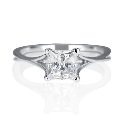 #ad 1 Carat G H SI1 Ladies Diamond Engagement Ring Princess Cut 14K White Gold $1570.80