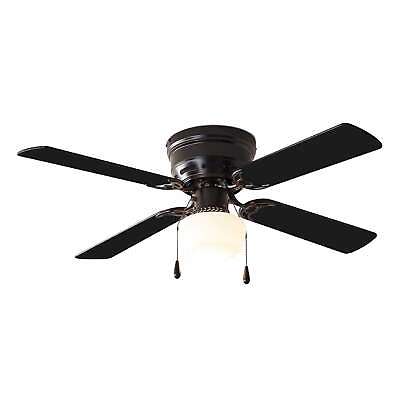 #ad Mainstays 42 inch Hugger Indoor Ceiling Fan with Light Kit Black 4 Blade $31.47