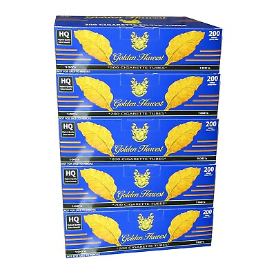 #ad Golden Harvest BLUE 100mm Cigarette Tubes 200 Count Per Box 5 Boxes $20.00