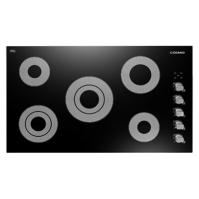 #ad 36 INCH ELECTRIC CERAMIC GLASS HOB OPEN BOX 5 SURFACE BURNERS KNOBS $242.09