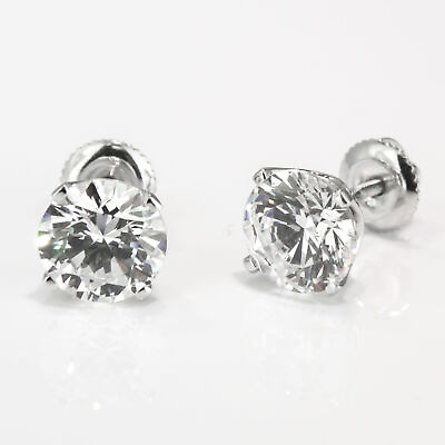 #ad 2 CT F G VS2 SI1 Gorgeous Diamond Stud Earrings Round Cut 18K White Gold $3906.00