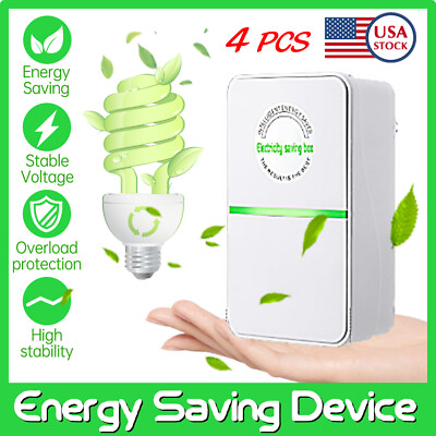 #ad 4 Pack Energy Saver Upgraded 90V 250V Stop Watt Energy Power Saving Device New $18.88