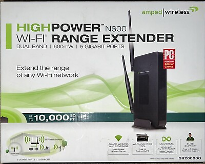 #ad AMPED High Power Wireless N 600mW DualBand Wi Fi Range Ext. SR20000G 10000 sqft $85.18