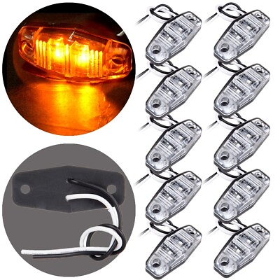 #ad 10X 2Diode Amber LED Side Marker Signal Lights Universal Mount Clearance Trailer $16.23
