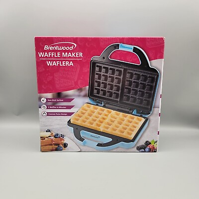 #ad Brentwood Double Waffle Maker Blue Non Stick 8.5quot; Compact Waflera TS 239BL NEW $12.99