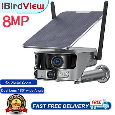 #ad 4K 180° Solar Battery WiFi Outdoor Pan Tilt Home Security Camera System Wireless $168.99