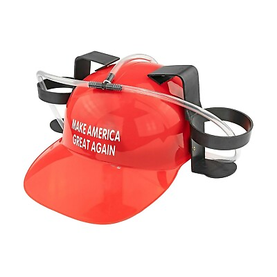 #ad Beer amp; Soda Guzzler Helmet Red White Prints Adjustable Headband Drinking Hat $31.99