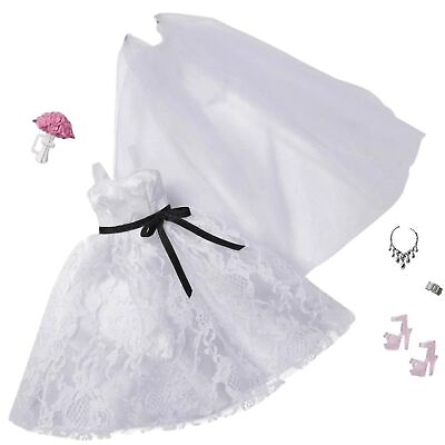#ad Barbie Wedding Fashion Pack Doll Clothes Set with Bridal Dress amp; 5 Accessories $21.88