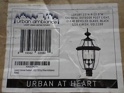 #ad Urban Ambiance Luxury Colonial Outdoor Post Light Clear Beveled Glass Black Silk $179.83