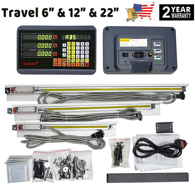 #ad 6quot; 12quot; 22quot; Linear Glass Scales 3Axis Digital Readout DRO Display Mill Lathe US $99.99