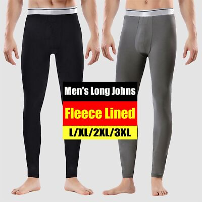 #ad Men#x27;s Long Johns Fleece Lined Thermal Underwear Bottom Pants Winter Warm‹ $9.35