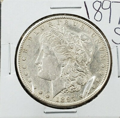 #ad 1897 S Morgan Silver Dollar Coin VF XF Details Cleaned Nice Looking Coin $64.88