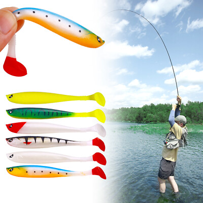 #ad 6PCS SET Fishing Baits Soft Rubber Bait 9cm 4.1g Fishing Lures Accessories $4.99
