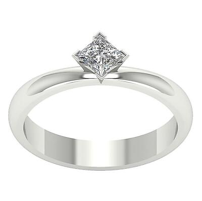#ad Square Princess Cut Diamond Solitaire Ring SI3 F 0.37 Ct 14K Solid Gold 7.00mm $483.11
