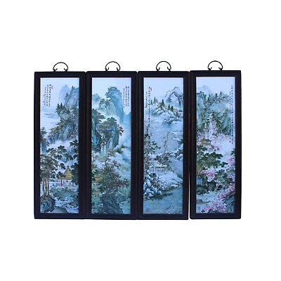 #ad Chinese Mountain Water Scenery Porcelain Painting Wall Panel Set cs6039 $2275.00