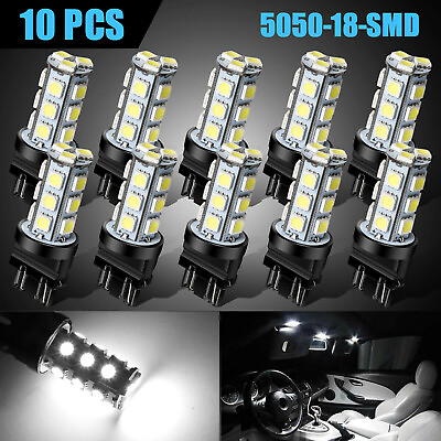 #ad 10pcs 3157 3156 18SMD LED Reverse Tail Brake Signal Light Bulbs 6000K Cool White $10.99