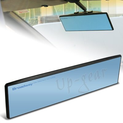 #ad Universal Broadway 270MM Wide Flat Interior Clip On Rear View Blue Tint Mirror $11.60