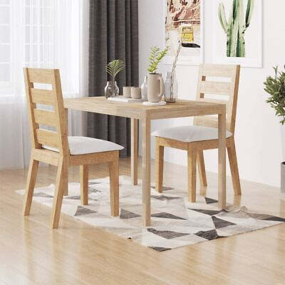 #ad Modern Wooden Solid Acacia Wood Rectangular Kitchen Dining Room Dinner Table $182.99