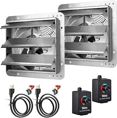 #ad 2 Pack 12#x27;#x27; Variable Shutter Exhaust Fan Aluminum w Controller amp; Power Cord Kit $145.99
