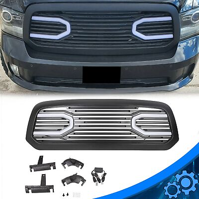#ad Front Big Horn Black Grille Shell With LED Light For 2013 2018 Dodge Ram 1500 $144.99