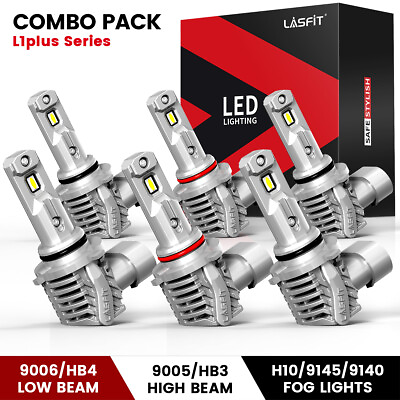 #ad Combo 90059006H10 LED Headlight and Fog Light Bulbs Kit Highamp;Low Beam White $27.99