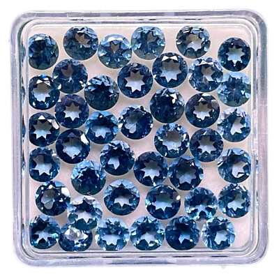 #ad 9 Pcs Natural London Blue Topaz 5mm Round Cut Loose Gemstones Wholesale Lot $33.00
