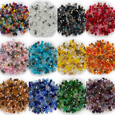 #ad 200pcs Bicone Faceted crystal beads glass beads for jewelry making DIY 4mm $4.99