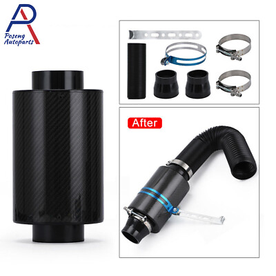 #ad Universal Racing Air Filter Box Carbon Fiber Cold Feed Induction Air Intake Kit $30.99