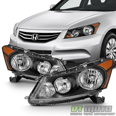 #ad #ad For Black 2008 2012 Honda Accord 4 Door Sedan Headlights Headlamps LeftRight $84.99