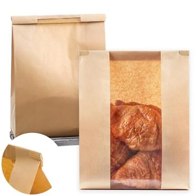 #ad Kraft Paper Bread Loaf Bag 14x8.3x3.5In Large Paper Bread Bags Cookie 50 Pcs $30.36