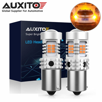 #ad AUXITO BA15S 1156 Amber LED Turn Signal Light Bulb Error Free Anti Hyper Flash $18.98