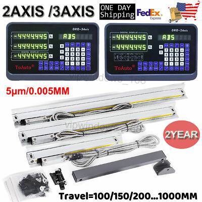 #ad TOAUTO Mill Lathe Linear Glass Scale 4 40quot; DRO Digital Readout 2Axis 3AxisUS $102.29