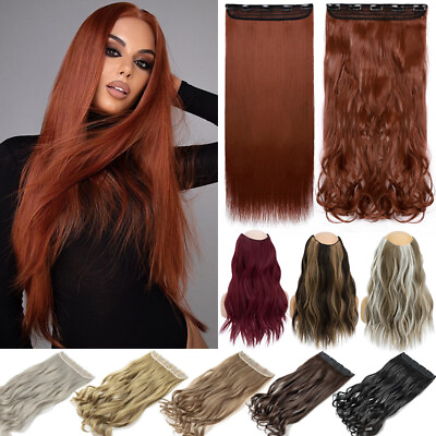 #ad 5 Clips Thick Clip In Hair Extensions Full Head Natural As Human Real Long Wavy $16.20