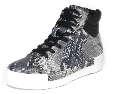 #ad Cecelia New York Silow Leather Platform High Top Sneaker Black White Snake $23.74