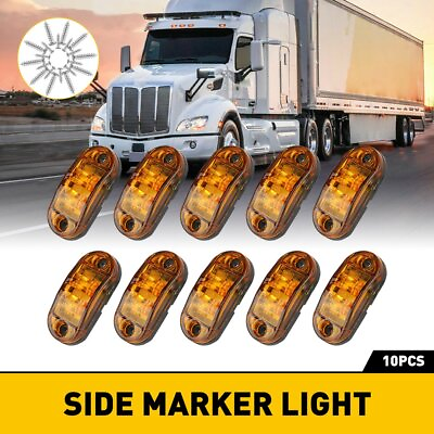 #ad 10pcs Marker Light 2.5quot; LED Truck Trailer Oval Clearance Side Light Lamps Amber $12.99