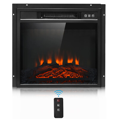 #ad 18quot; Electric Fireplace Freestanding amp;Wall Mounted Heater Log Flame Home 1400W $119.99