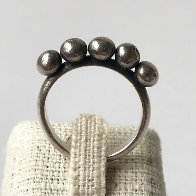 #ad 925 Sterling Silver Bubble Beaded Ring Vintage Stunning Size 7 $15.95