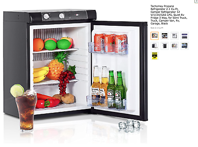 #ad Techomey Propane Refrigerator 2.1 Cu.Ft Camper Refrigerator 12 V 110V GAS LPG $399.99